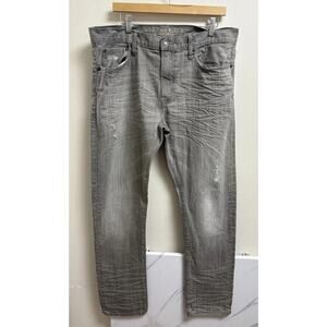 American Eagle Men’s Slim Jeans 36x32 Gray Distressed Stretch Denim